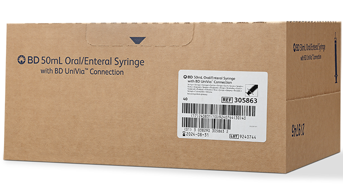 BD Enteral Syringe, UniVia™ Connector, 50mL, Sterile, 40/pk, 4 pk/cs (Continental US Only)