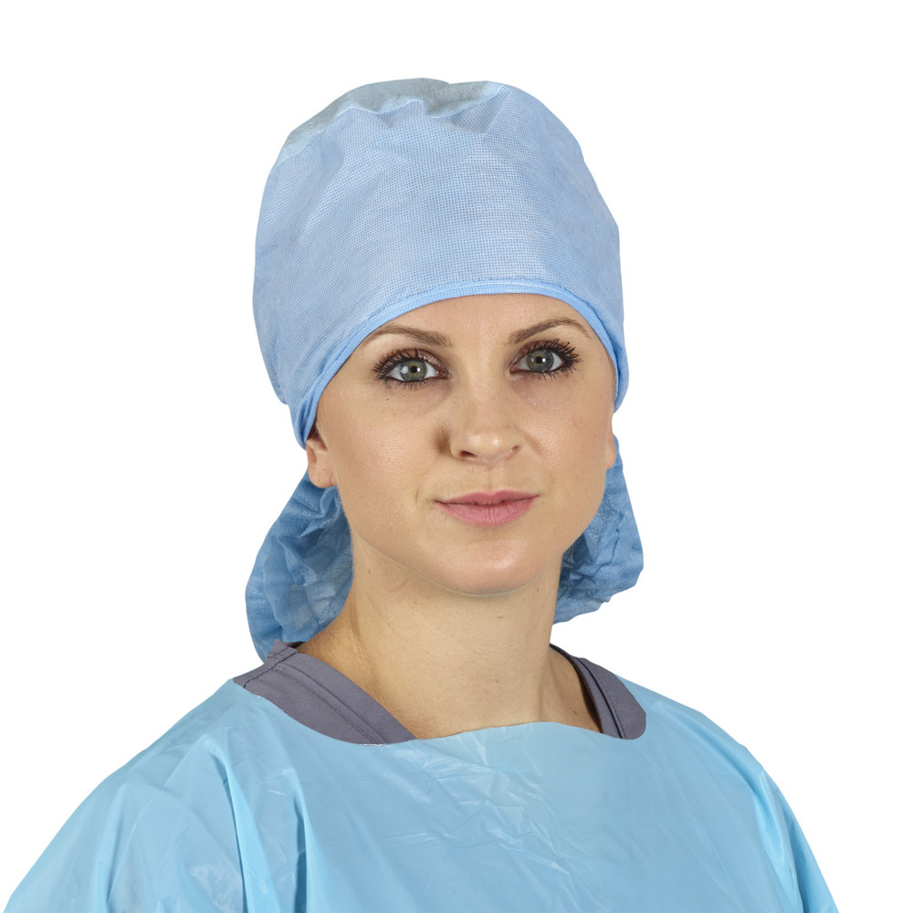 HALYARD PROTECTIVE SURGICAL CAP - COVER MAX, Surgical Cap, Long Hair, Blue, Universal, 300/cs (US Only)
