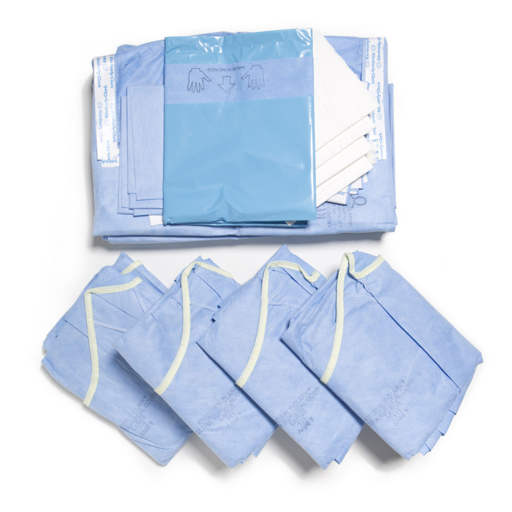 HALYARD DRAPES - Laparoscope/ Cholecystectomy Pack II, Includes: (1) 104" x 76" x 120" Drape with Adjustable Fenestration, (1) Large Evolution Non-Reinforced Surgical Gown in Overwrap, (2) Large Evolution Non-Reinforced Gowns, (1) 44" x 90" Back Tabl