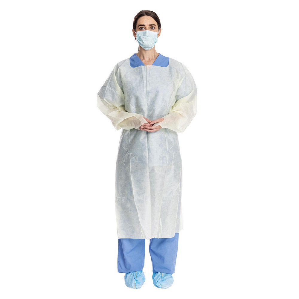 HALYARD BASICS OVER-THE-HEAD TRI-LAYER ISOLATION GOWN - BASIC Over-the-Head Isolation Gown, Tri-Layer, Thumb Hooks, Yellow, Large, 150/cs (US Only)