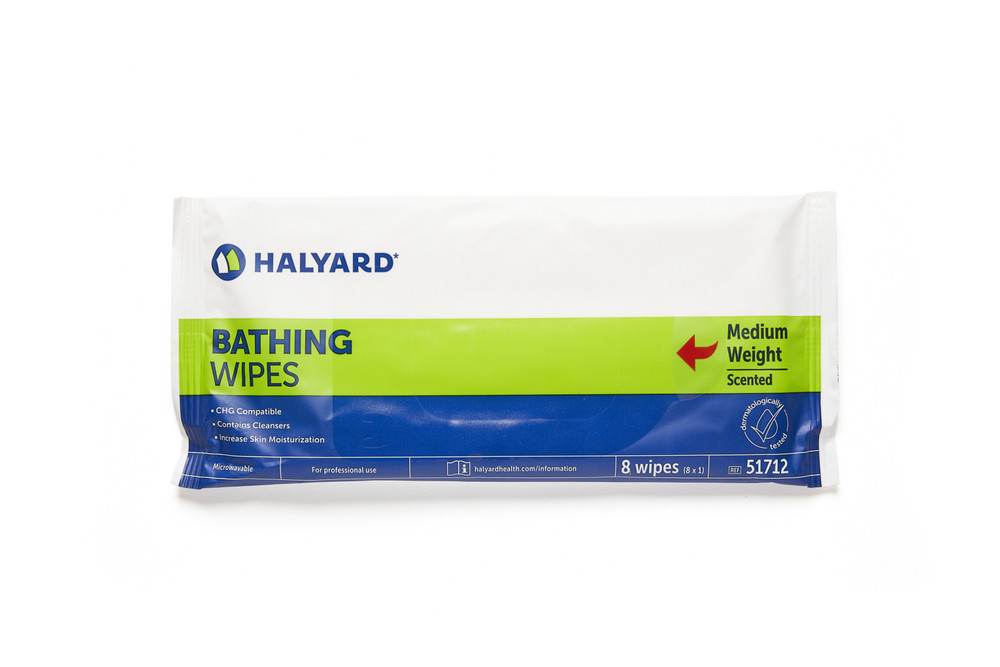 HALYARD BATHING WIPES - Bathing Wipe, Medium Weight, Scented, 8/pk, 60 pk/cs