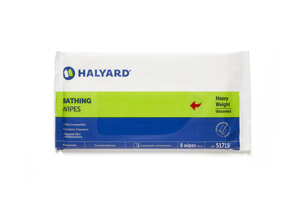 HALYARD BATHING WIPES - Bathing Wipe, Heavy Weight, Unscented, 8/pk, 46 pk/cs