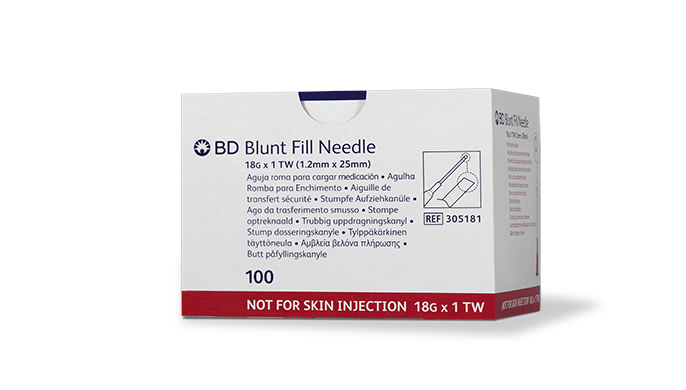 BD Needle, 18G x 1" Blunt Fill, 100/pk, 10 pk/cs (Continental US Only) - 18G, 1"