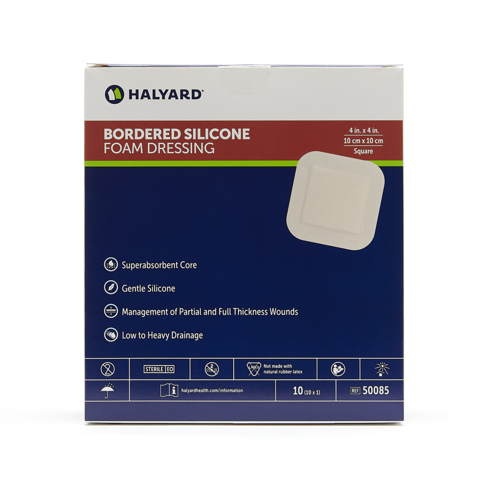 HALYARD DRESSING - Dressing, Silicone, Foam,  Multilayer, Bordered, 4" x 4", 10/bx, 10 x/cs