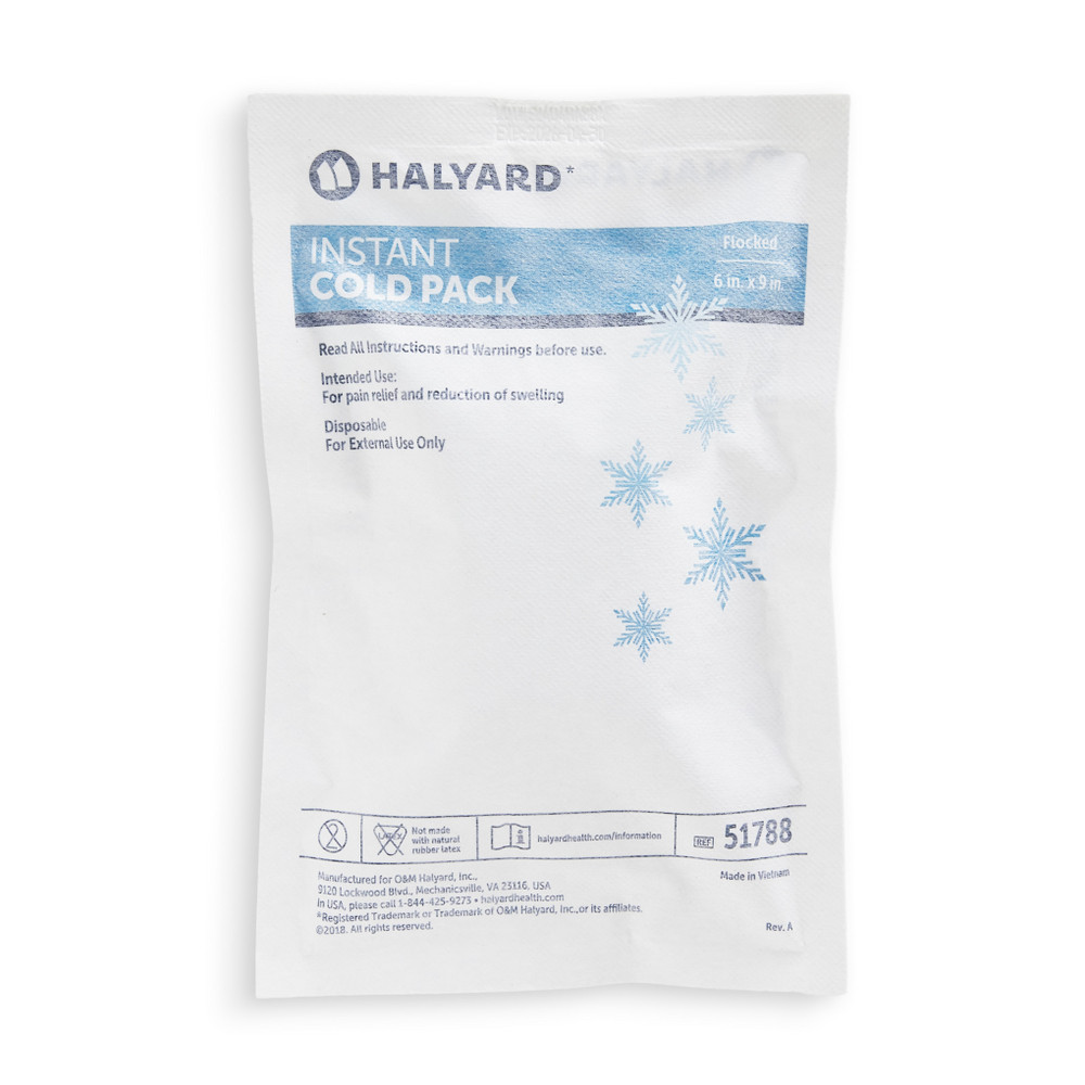 HALYARD INSTANT COLD PACKS - Instant Cold Pack, 6" x 9", Large with Flocking, Single Patient Use, 24/cs