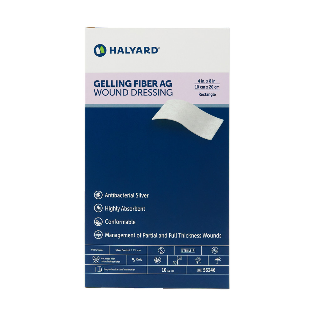 HALYARD DRESSING - Ag Gelling Fiber Dressing, 4" x 8", 10/bx, 20 bx/cs (US Only)