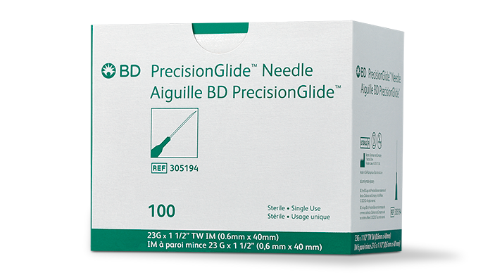 BD Needle, 25G x 1½", Regular Bevel, Sterile, 100/bx, 10 bx/cs (Continental US Only) - 25G, 1½"