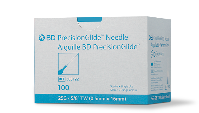BD Needle, 25G x 5/8", Regular Bevel, Sterile, 100/bx, 10 bx/cs (Continental US Only) - 25G, 5/8"