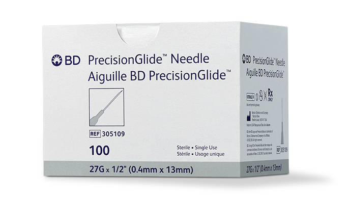 BD Needle, 30G x ½", Regular Bevel, Sterile, 100/bx, 10 bx/cs (Continental US Only) - 30G