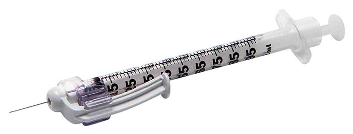 1 mL BD SafetyGlide™ Allergy Syringe Tray with 27 G x 1/2 in. Permanently Attached Needle (regular bevel)