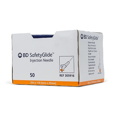 Needle, 25 G x 1" BD SafetyGlide™, 50/bx, 10 bx/cs (Continental US Only) - 1"