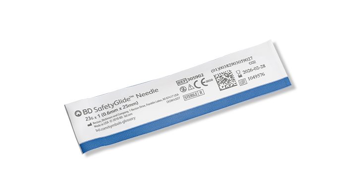 Needle, IM Hypodermic, 23G x 1" BD SafetyGlide™ Shielding, Sterile Regular Wall Type & Regular Bevel, Turquoise Hub, 50/bx, 10 bx/cs (Continental US Only) - 23G, 1"