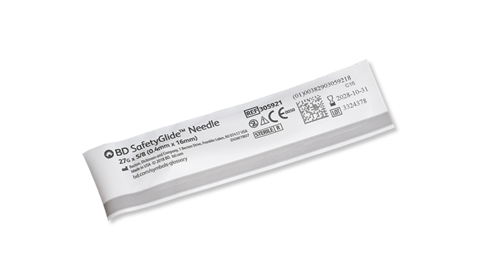 BD Safety Glide Needle, 27G x 5/8", 50/bx, 10 bx/cs (Continental US Only) - 27G, 5/8"