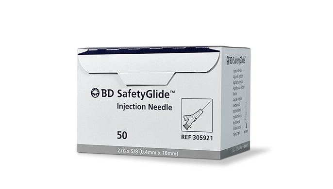 BD Safety Glide Needle, 27G x 5/8", 50/bx, 10 bx/cs (Continental US Only) - 27G, 5/8"