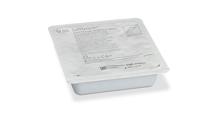 1 mL BD SafetyGlide™ Allergy Syringe Tray with 27 G x 3/8 in. Permanently Attached Needle (intradermal bevel)