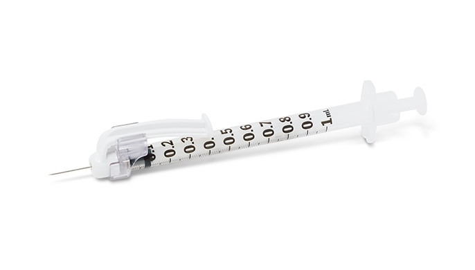 Syringe, 1mL BD SafetyGlide™ Tuberculin, 27 G x ½" Permanently Attached Needle, Regular Bevel, 100/bx, 4 bx/cs (Continental US Only)