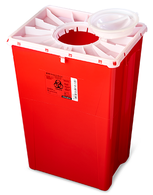 BD PGII Sharps Container, 18 Gallon, Duo Port Access Lid, Red, 7/cs (Continental US Only) - Red