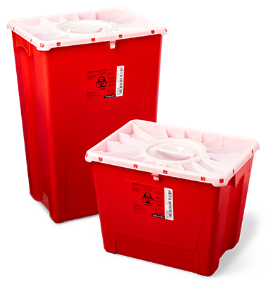 BD PGII Sharps Container, 18 Gallon, Duo Port Access Lid, Red, 7/cs (Continental US Only) - Red