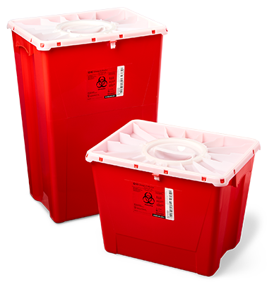 BD PGII Sharps Container, 18 Gallon, Duo Port Access Lid, Red, 7/cs (Continental US Only) - Red