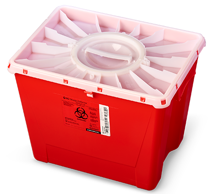 BD PGII Sharps Container, 18 Gallon, Duo Port Access Lid, Red, 7/cs (Continental US Only) - Red