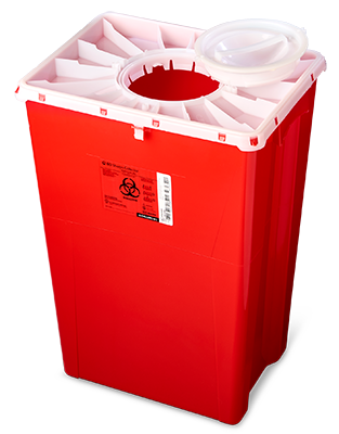BD PGII Sharps Container, 18 Gallon, Duo Port Access Lid, Red, 7/cs (Continental US Only) - Red