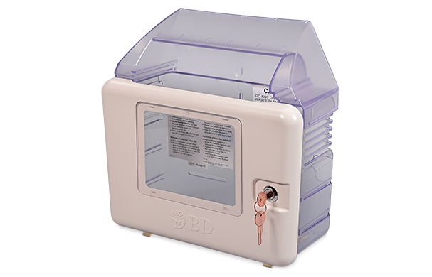 BD Sharps Collector Locking Wall Cabinet for 5.4qt Next Generation Collectors, Beige Enclosure with Natural Shield, 13½" x 13¾" x 5¼" (Continental US Only) - 13½"