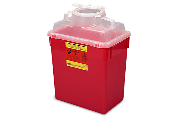 BD Sharps Collector, 6 Gallon, Red, Small Open Cap, 12/cs (Continental US Only) (Item is on allocation. Supplies may be limited or there may be longer than normal lead times) - Red