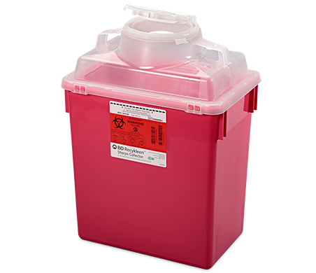 BD Sharps Collector, 6 Gallon, Red, Small Open Cap, 12/cs (Continental US Only) (Item is on allocation. Supplies may be limited or there may be longer than normal lead times) - Red