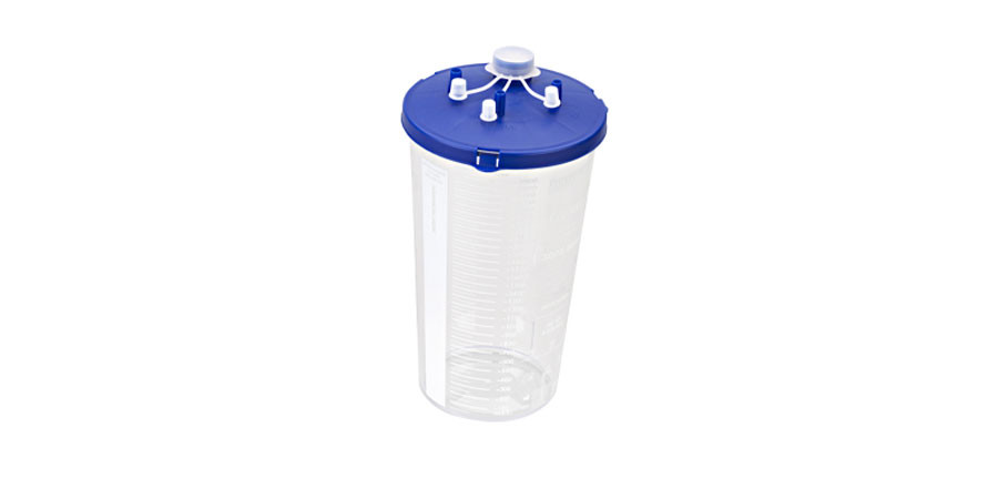 AMSINO EZE-VAC® DISPOSABLE CANISTER Canister, EZE-VAC®, Disposable with Lid, 2000cc, 2 Elbows, 24/cs