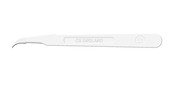 CINCINNATI STAINLESS STEEL SCALPEL Scalpel, Stainless Steel, Size 12, White Handle, Disposable, Sterile, 10/bx