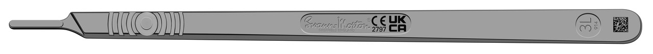 CINCINNATI SURGICAL HANDLES Surgical Handle, Stainless Steel, Fits Blades 6-16, Size 3, Long