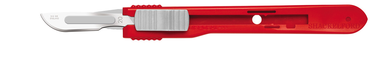 CINCINNATI SAFETY SCALPELS Safety Scalpels, Swann Morton, Stainless Steel, Red Handle, Size 20, Disposable, Non-Sterile, 500/bx