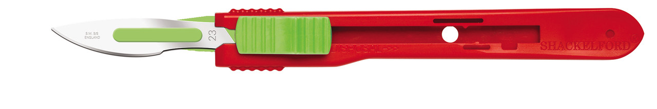 CINCINNATI SAFETY SCALPELS Safety Scalpels, Swann Morton, Stainless Steel, Red Handle, Size 23, Disposable, Non-Sterile, 500/bx