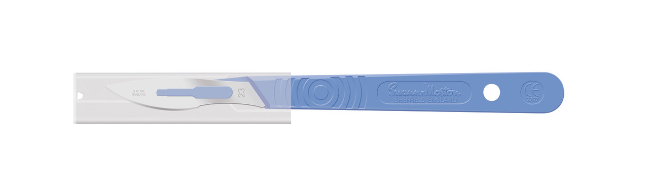 CINCINNATI SWANN MORTON SCALPELS Scalpel, Guarded, Stainless Steel, Size 23, Blue Handle, Disposable, Sterile, 10/bx