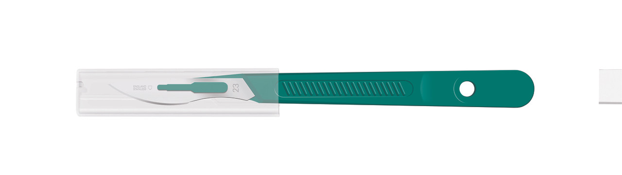CINCINNATI LANCE™ SCALPELS & HANDLES Scalpel, Stainless Steel, Size 23, Green Handle, Disposable, Sterile, 10/bx