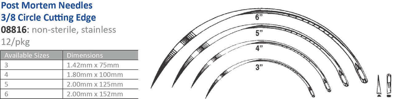 CINCINNATI SUTURE NEEDLES - NON-STERILE Suture Needle, Size 4, Post Mortem, 3/8 Circle Cutting, 12/pk (Vendor MOQ 10 DZ) ()<img align="middle" src="/images/MOQ.png" border="0" title="MOQ"/