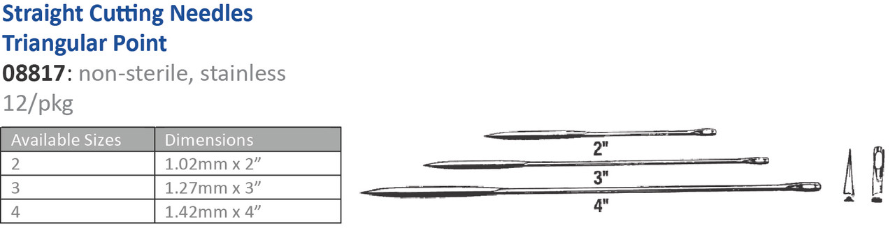 CINCINNATI SUTURE NEEDLES - NON-STERILE Suture Needle, Size 2, Straight Cutting, 12/pk (Vendor MOQ 10 DZ) ()<img align="middle" src="/images/MOQ.png" border="0" title="MOQ"/