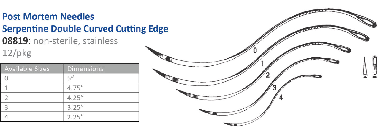 CINCINNATI SUTURE NEEDLES - NON-STERILE Suture Needle, Size 0, Post Mortem, Curved Cutting, 12/pk (Vendor MOQ 10 DZ) ()<img align="middle" src="/images/MOQ.png" border="0" title="MOQ"/