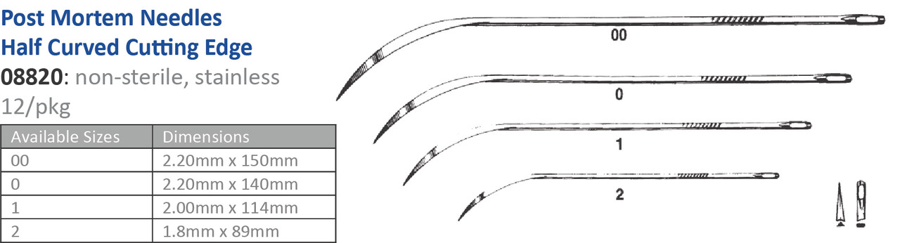 CINCINNATI SUTURE NEEDLES - NON-STERILE Suture Needle, Size 00, Post Mortem, Half Curved Cutting, 12/pk (Vendor MOQ 10 DZ) ()<img align="middle" src="/images/MOQ.png" border="0" title="MOQ"/