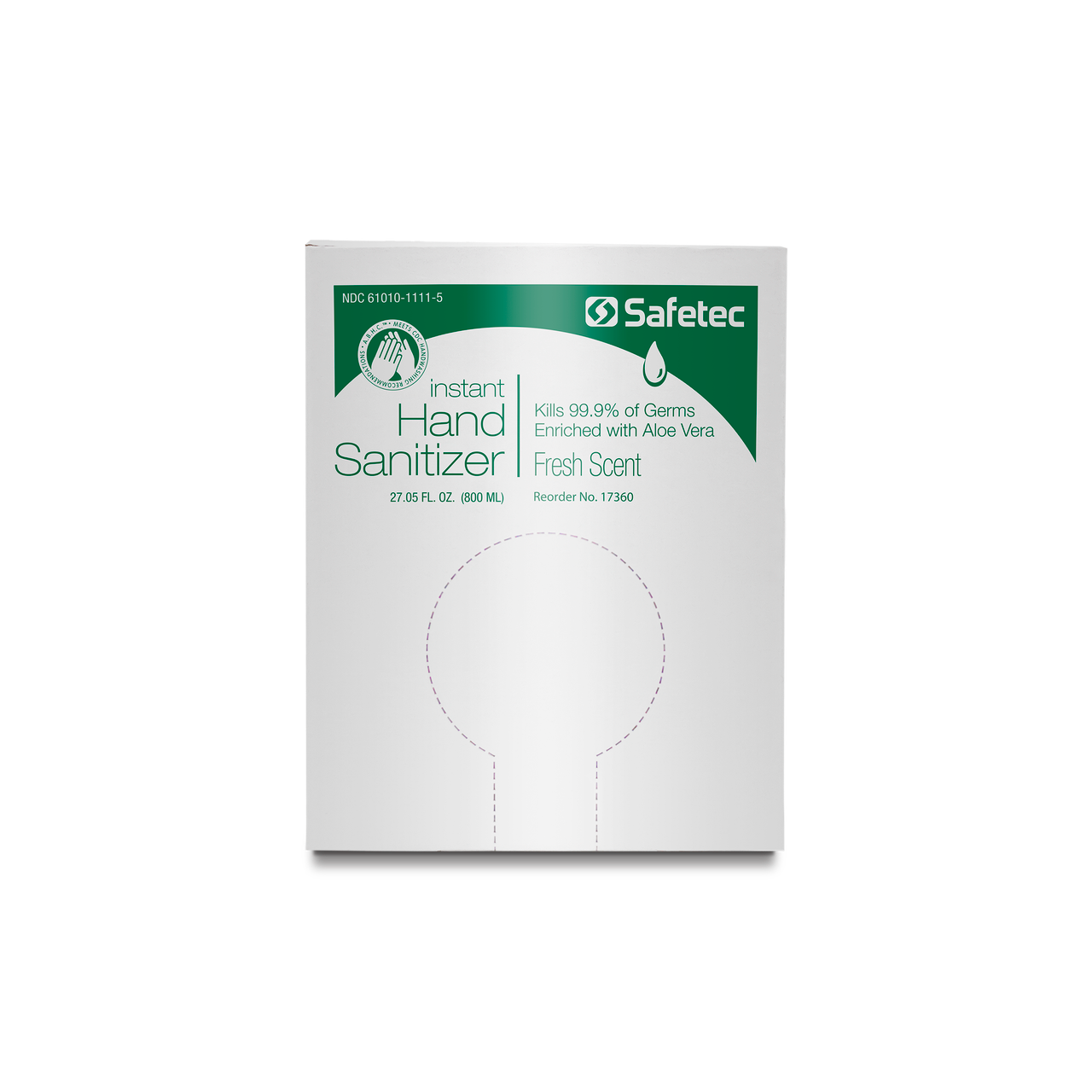 SAFETEC MANUAL & AUTOMATIC HAND SANITIZER DISPENSERS Manual Dispenser Refill, Bag-in-Box, 800mL, Fresh Scent, 12/cs (HAZMAT Fees Apply, cannot ship via Air or to AK, GU, HI, MP, PR, VI) (Not Available for Sale into Canada)