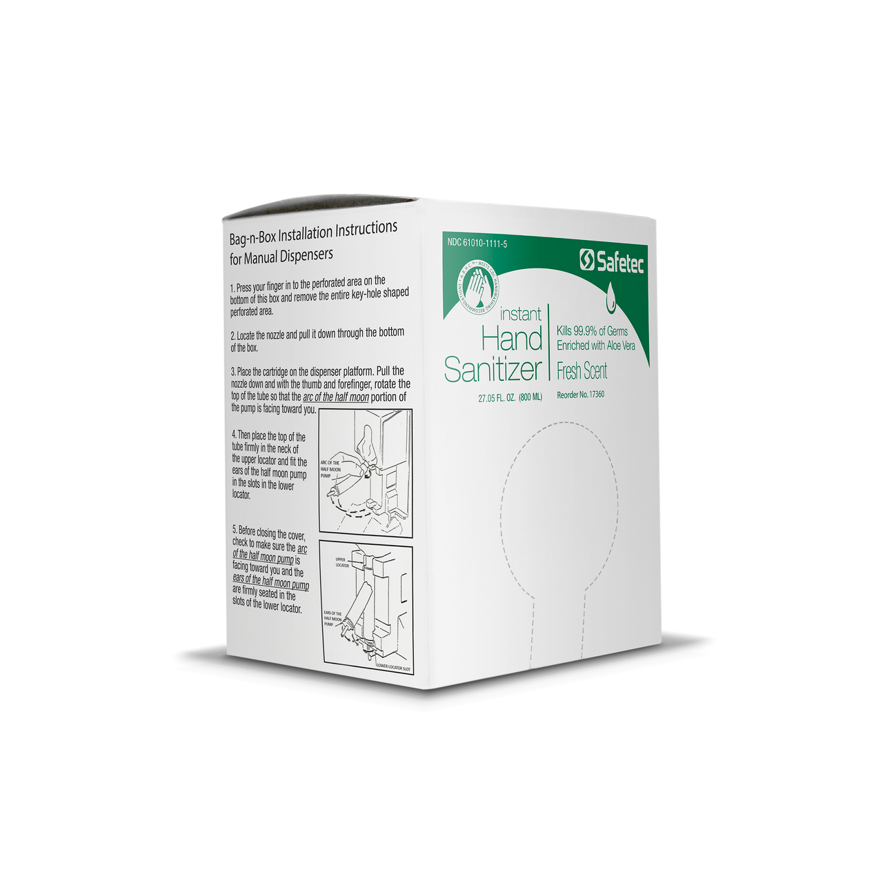 SAFETEC MANUAL & AUTOMATIC HAND SANITIZER DISPENSERS Manual Dispenser Refill, Bag-in-Box, 800mL, Fresh Scent, 12/cs (HAZMAT Fees Apply, cannot ship via Air or to AK, GU, HI, MP, PR, VI) (Not Available for Sale into Canada)