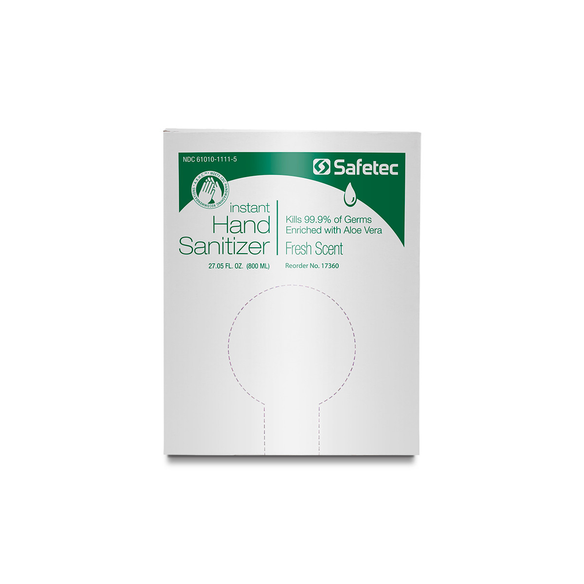 SAFETEC MANUAL & AUTOMATIC HAND SANITIZER DISPENSERS Manual Dispenser Refill, Bag-in-Box, 800mL, Fresh Scent, 12/cs (HAZMAT Fees Apply, cannot ship via Air or to AK, GU, HI, MP, PR, VI) (Not Available for Sale into Canada)