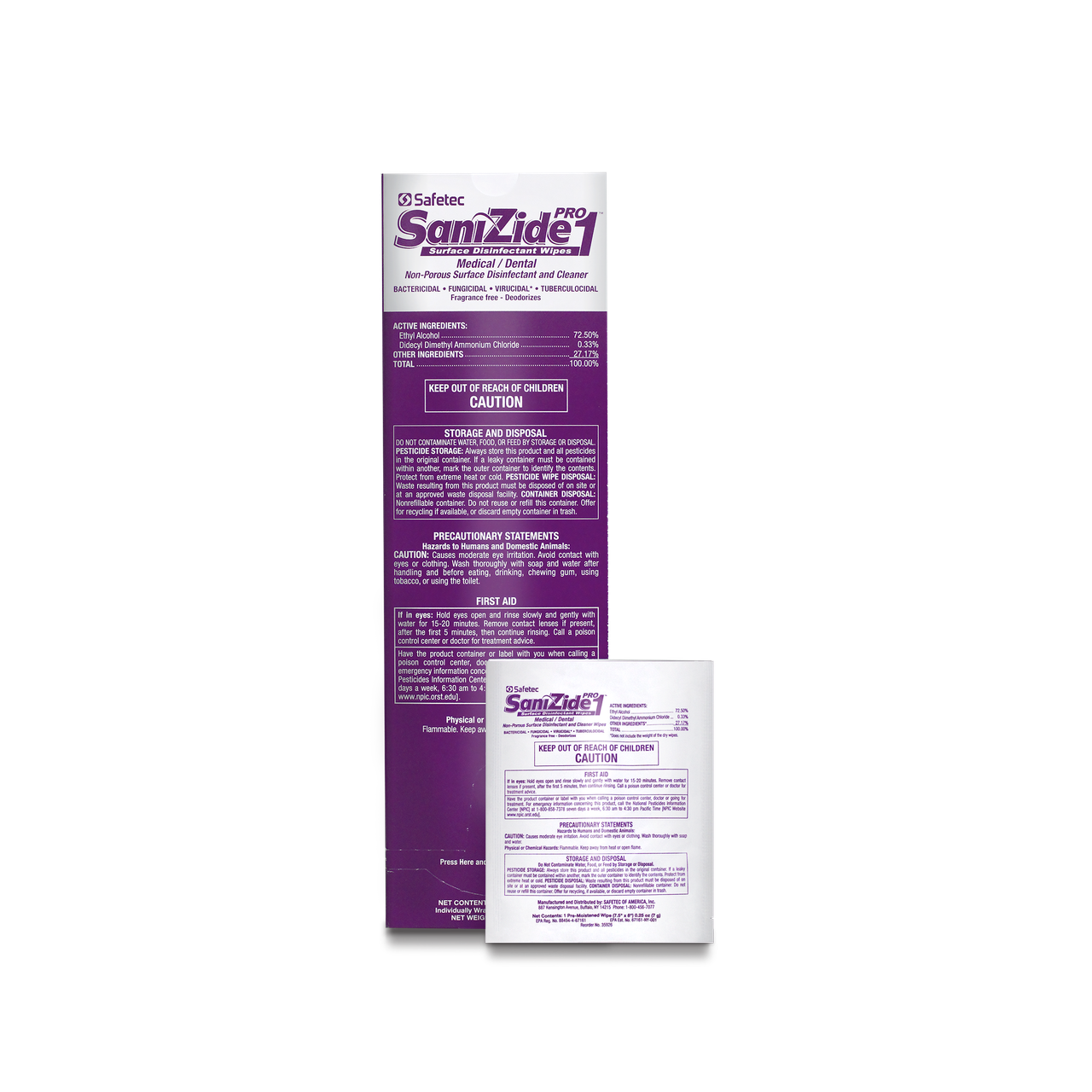SAFETEC SANIZIDE PRO 1® SURFACE DISINFECTANT SaniZide Pro 1, Wipes, 50/bx, 6 bx/cs (HAZMAT Fees Apply, cannot ship via Air or to AK, GU, HI, MP, PR, VI) (Not Available for Sale into Canada)