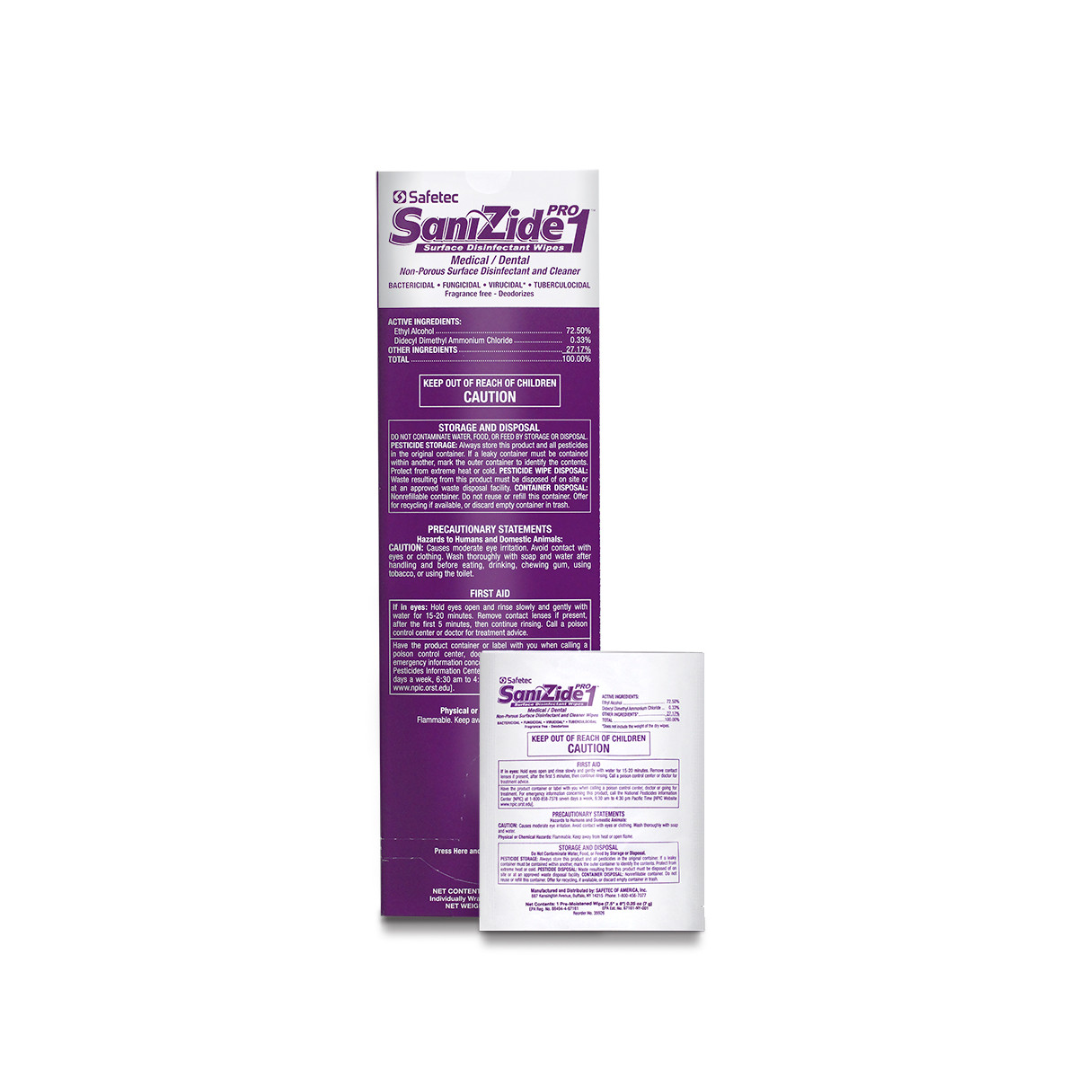 SAFETEC SANIZIDE PRO 1® SURFACE DISINFECTANT SaniZide Pro 1, Wipes, 50/bx, 6 bx/cs (HAZMAT Fees Apply, cannot ship via Air or to AK, GU, HI, MP, PR, VI) (Not Available for Sale into Canada)