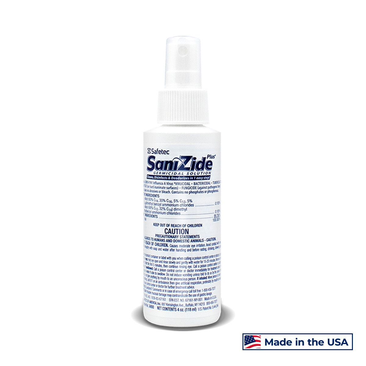SAFETEC SANIZIDE PLUS® SURFACE DISINFECTANT SPRAY SaniZide Plus, 4 oz. Bottle with Sprayer, 24/cs (Not Available for Sale into Canada)