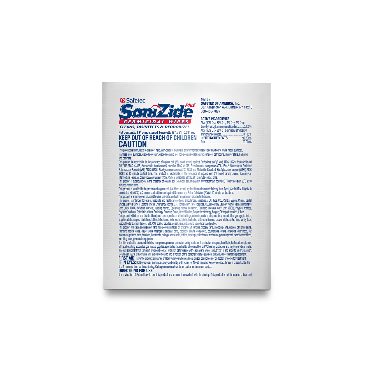 SAFETEC SANIZIDE PLUS® GERMICIDAL WIPES SaniZide Plus, Wipes, 50/bx, 6 bx/cs (Not Available for Sale into Canada)