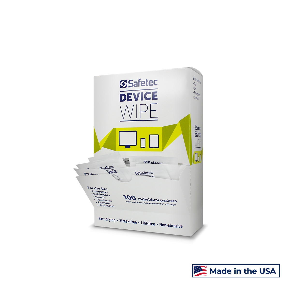 SAFETEC DEVICE WIPE Safetec® Device Wipe, 100/bx, 10 bx/cs (HAZMAT Fees Apply, cannot ship via Air or to AK, GU, HI, MP, PR, VI) (Available to Continental US & Canada dealers only)