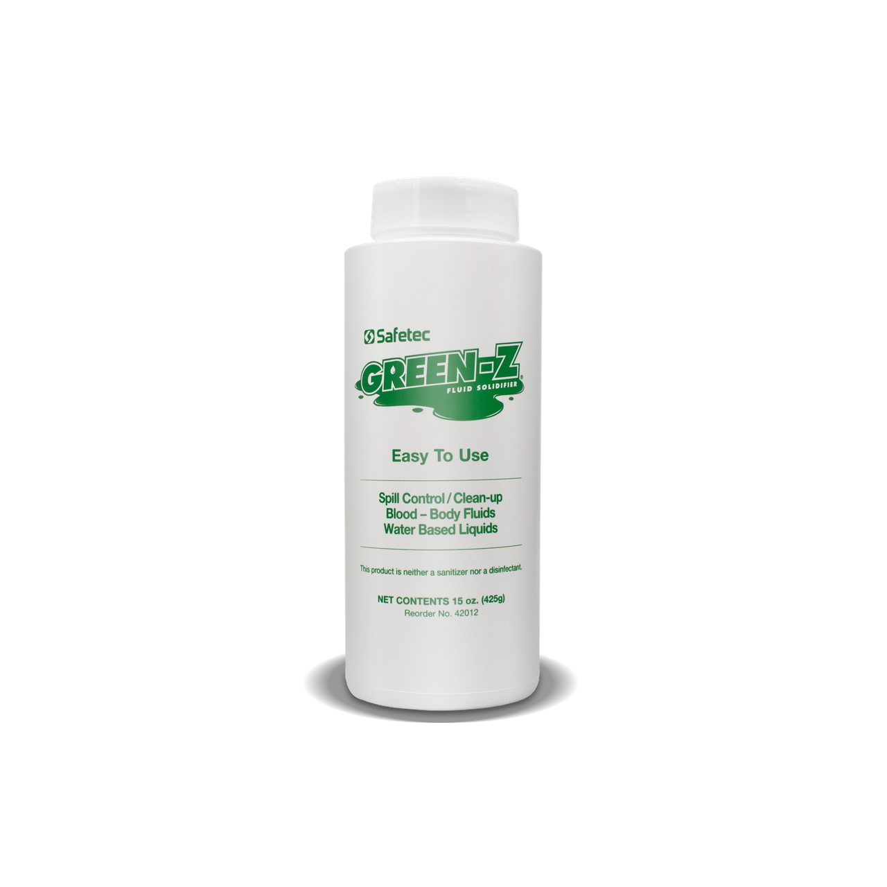 SAFETEC GREEN-Z® SPILL CONTROL SOLIDIFIER Green-Z, Shaker Top Bottle, 15 oz, 12 btl/cs (Available to Continental US & Canada dealers only)