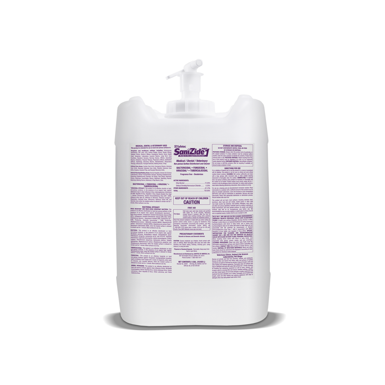 SAFETEC SANIZIDE PRO 1® SURFACE DISINFECTANT SaniZide Pro 1, Wipes, 50 Gallon Carboy (HAZMAT Fees Apply, cannot ship via Air or to AK, GU, HI, MP, PR, VI) (Not Available for Sale into Canada)