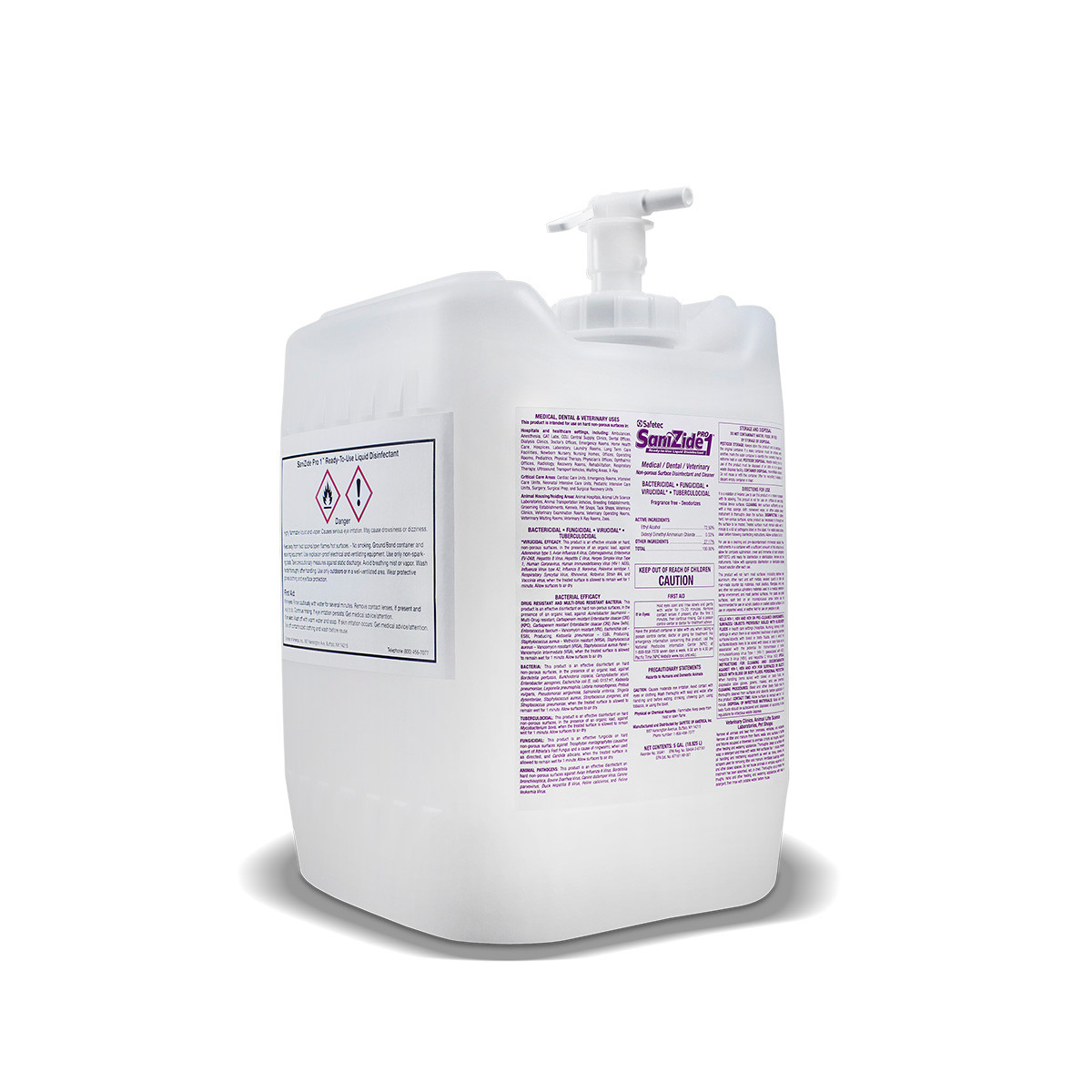 SAFETEC SANIZIDE PRO 1® SURFACE DISINFECTANT SaniZide Pro 1, Wipes, 50 Gallon Carboy (HAZMAT Fees Apply, cannot ship via Air or to AK, GU, HI, MP, PR, VI) (Not Available for Sale into Canada)